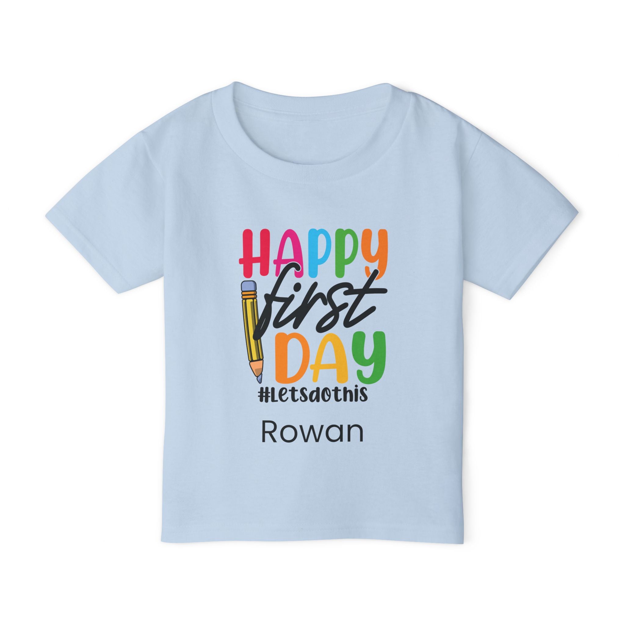 Happy First Day personalised toddler tee - white colour with custom name