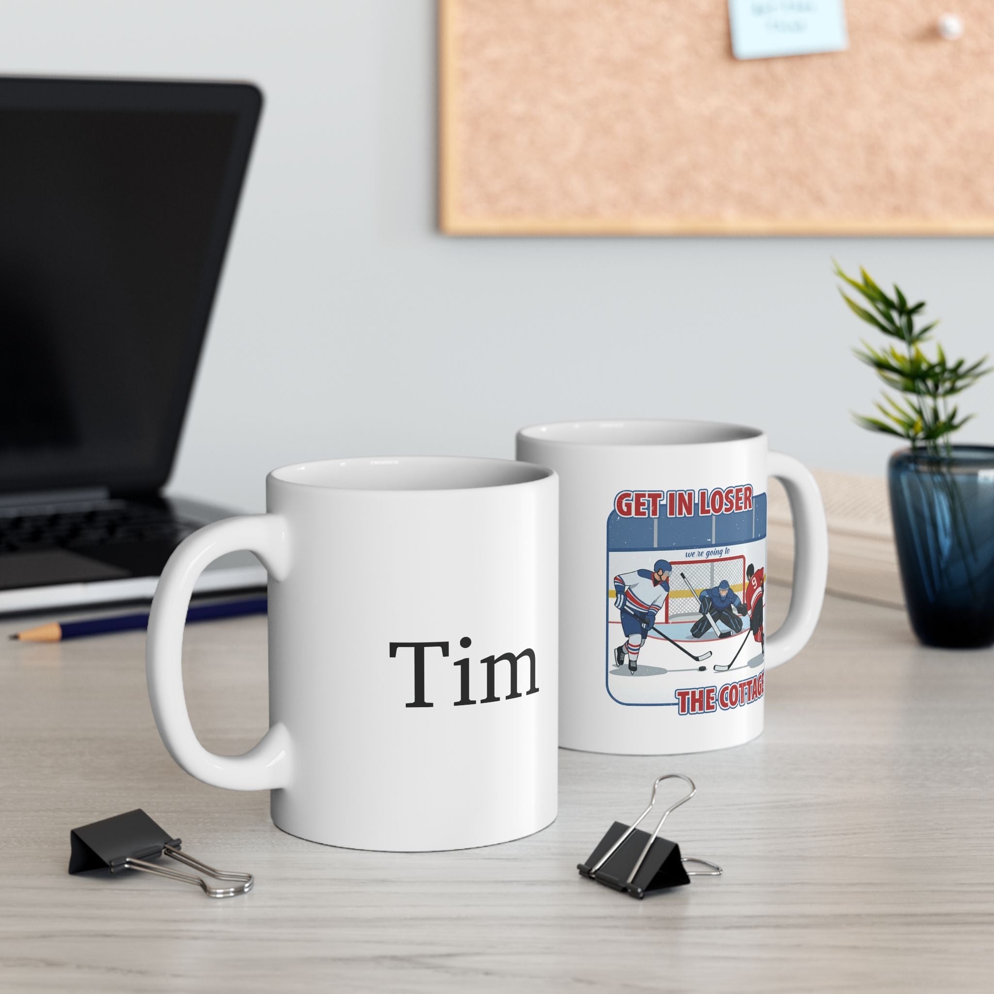 Personalised hockey mug on desk - lifestyle photo