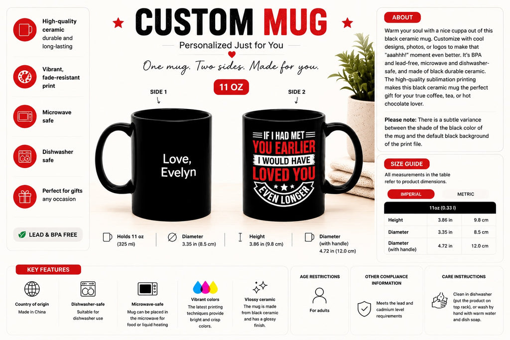 11oz If I Had Met You Earlier mug size guide