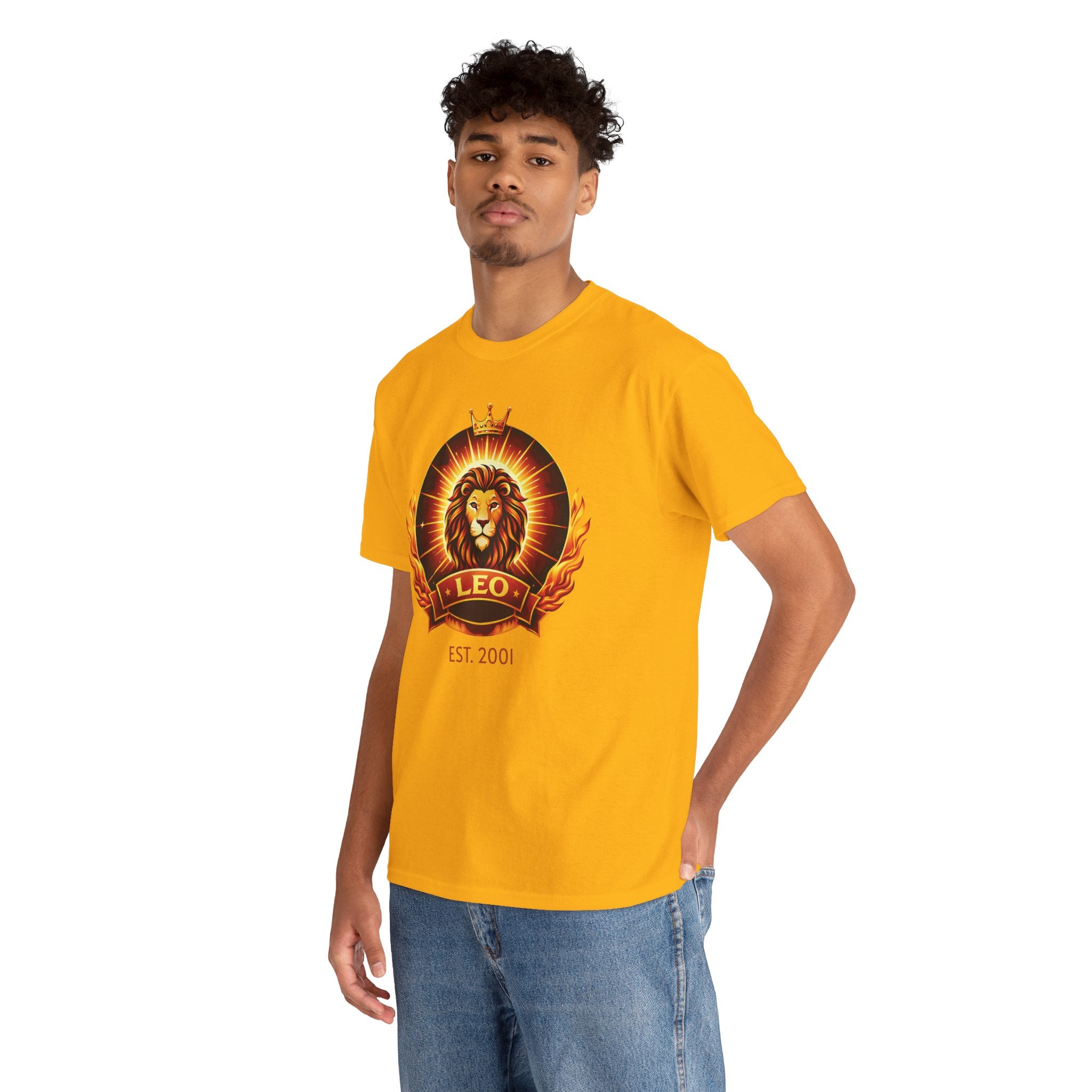 Additional lifestyle shot of personalized Leo zodiac t-shirt
