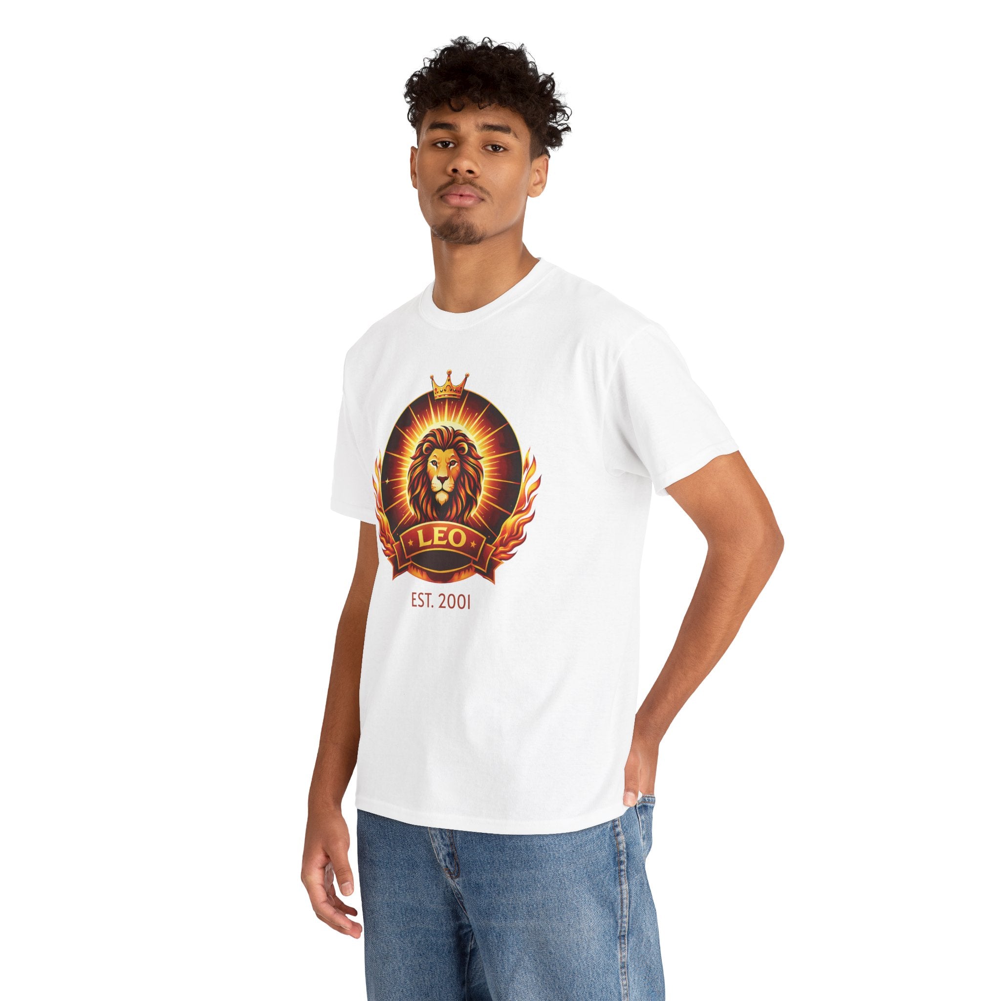 Leo zodiac t-shirt styled in a lifestyle home setting