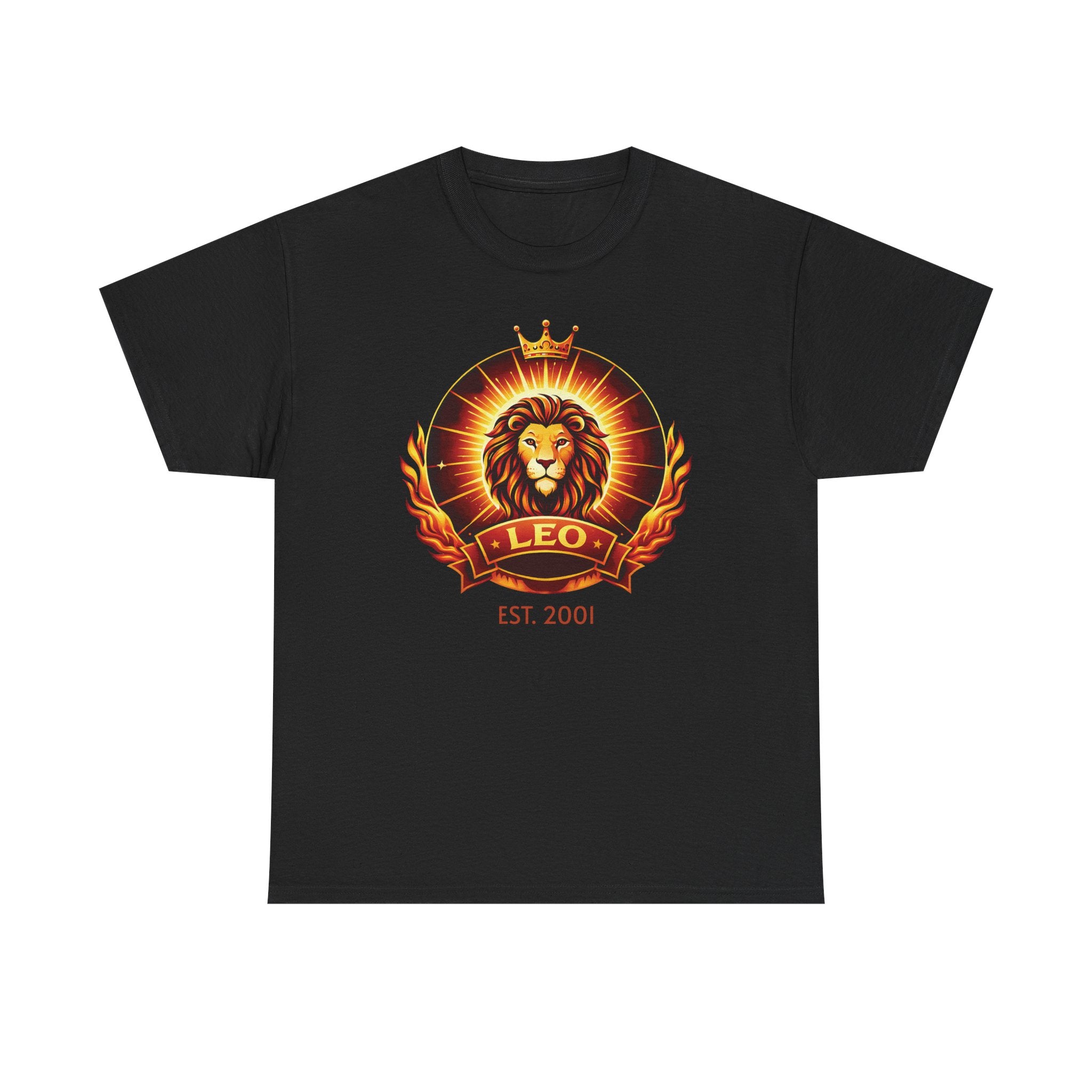 Personalized Leo zodiac t-shirt with custom EST. year - main front design