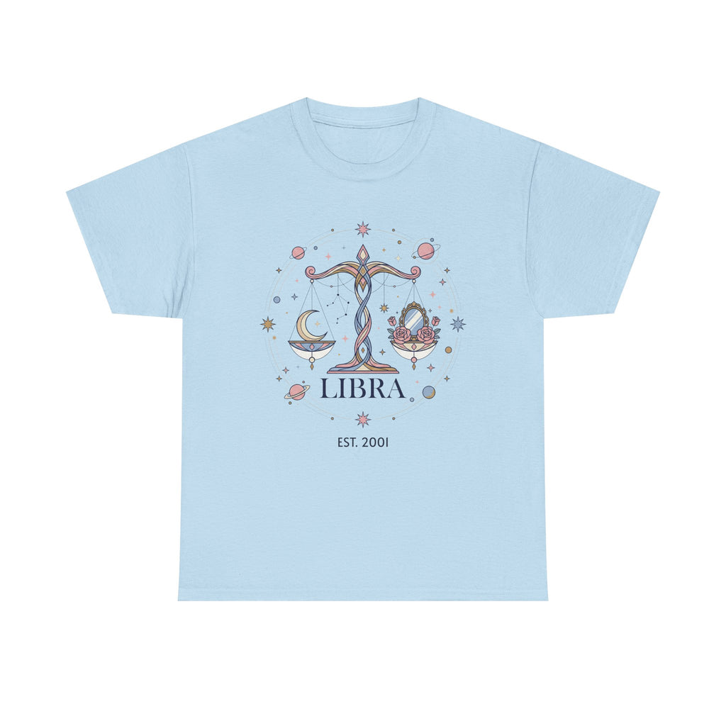 Libra zodiac t-shirt back view, plain solid color