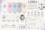 Close-up of personalized EST. year text on Libra zodiac tee