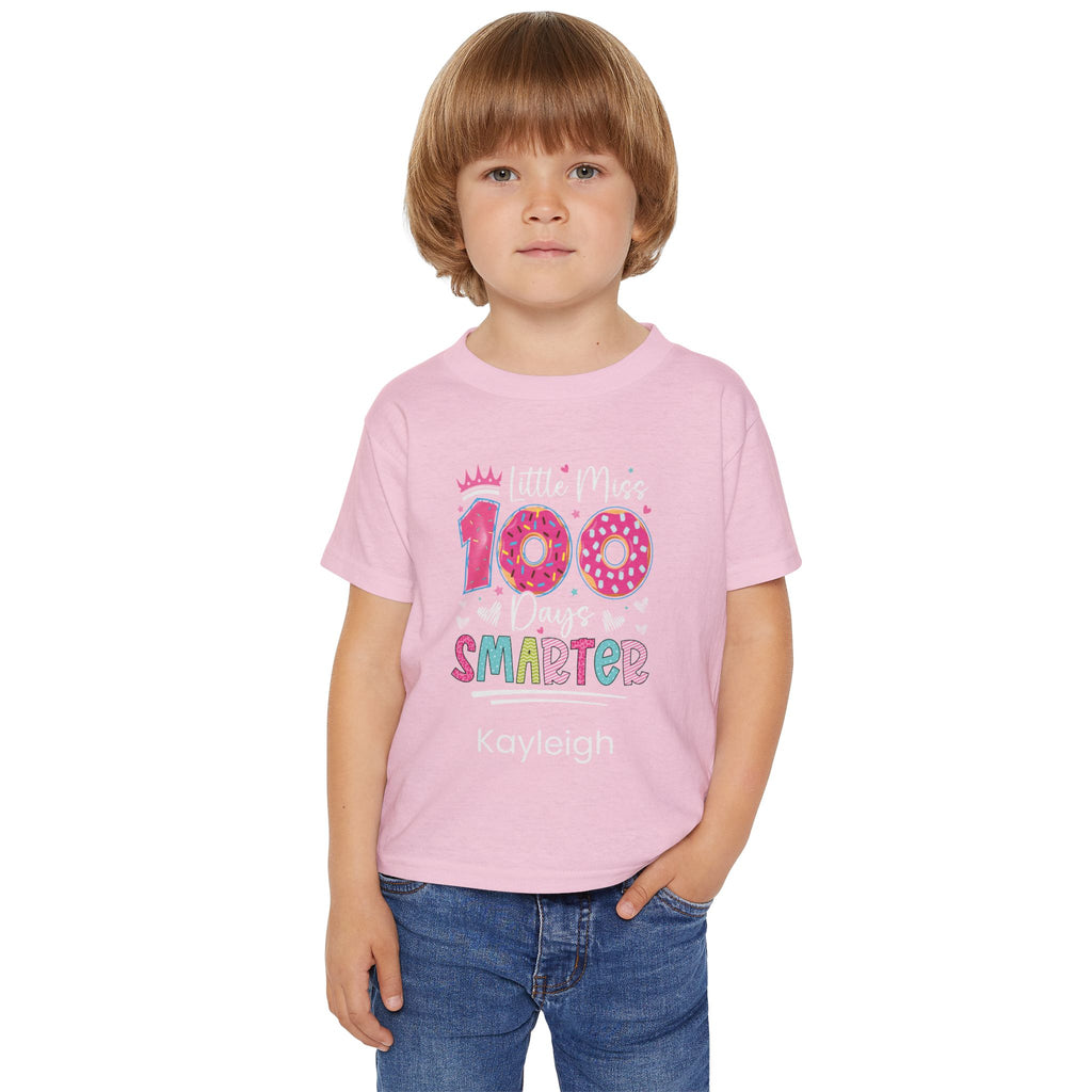 Little Miss 100 Days Smarter personalised toddler tee size chart 2T-6T