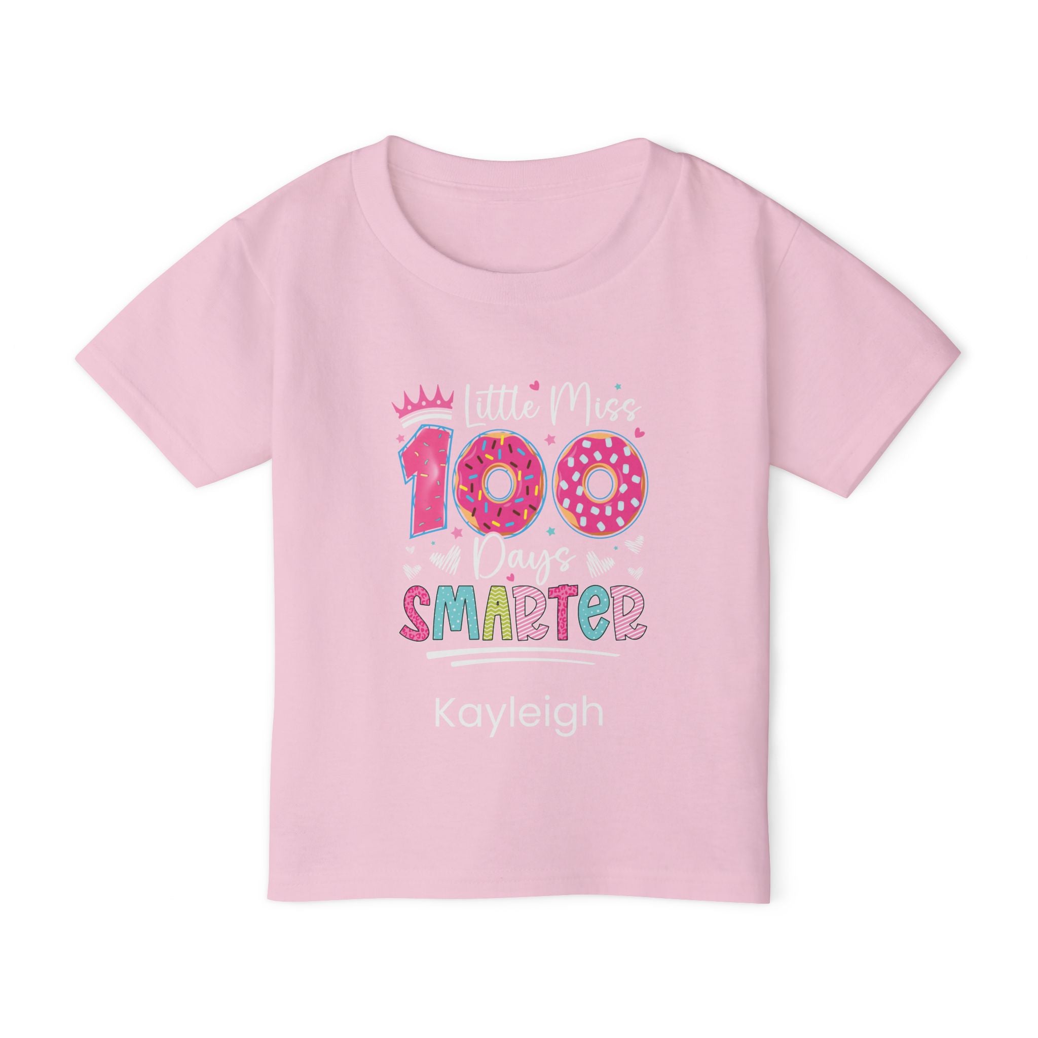 Little Miss 100 Days Smarter personalised tee - sport grey colour with custom name