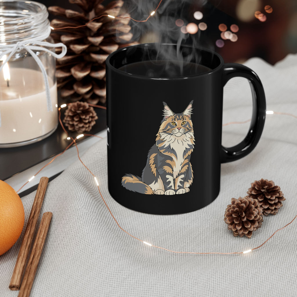 Maine Coon black mug in cosy setting - lifestyle photo