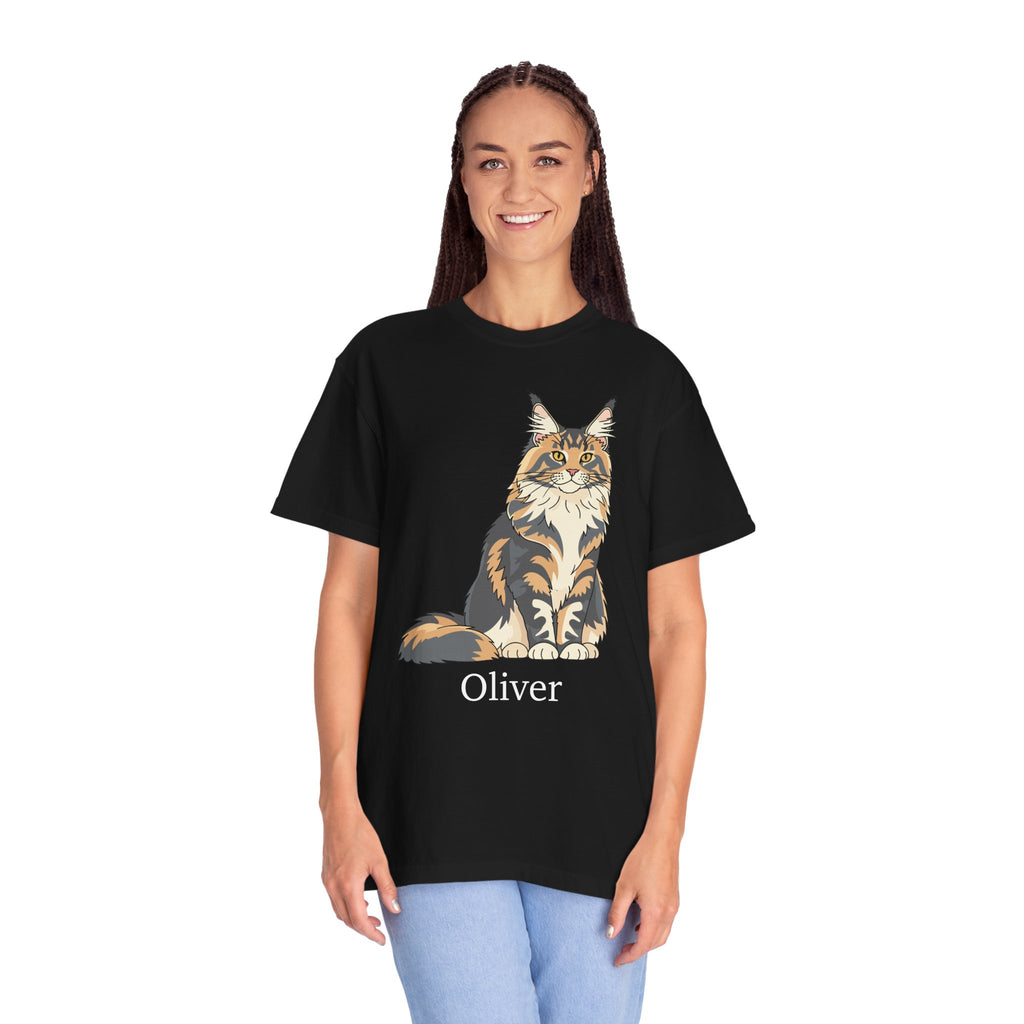 Maine Coon cat custom name T-shirt size chart