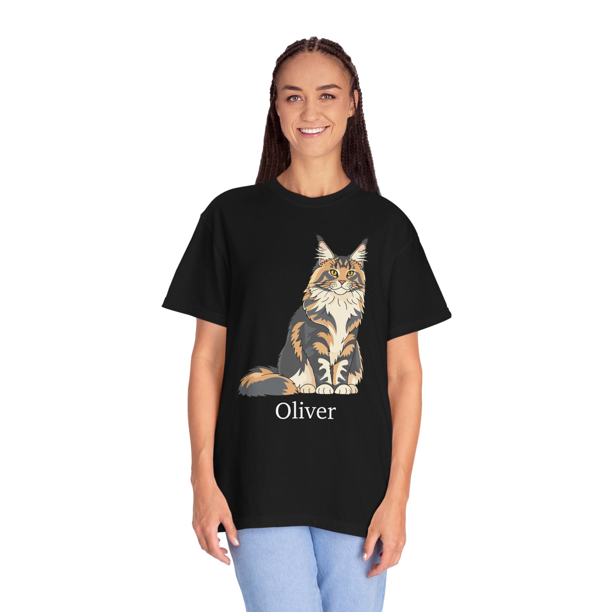 Maine Coon cat custom name T-shirt size chart