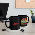 Personalised Mamasaurus black mug on desk - lifestyle photo