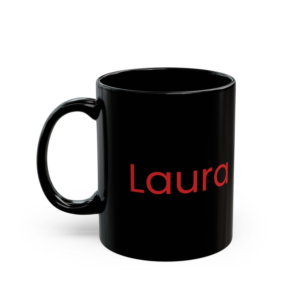 Mamasaurus black mug - custom name side view