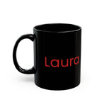 Mamasaurus black mug - custom name side view