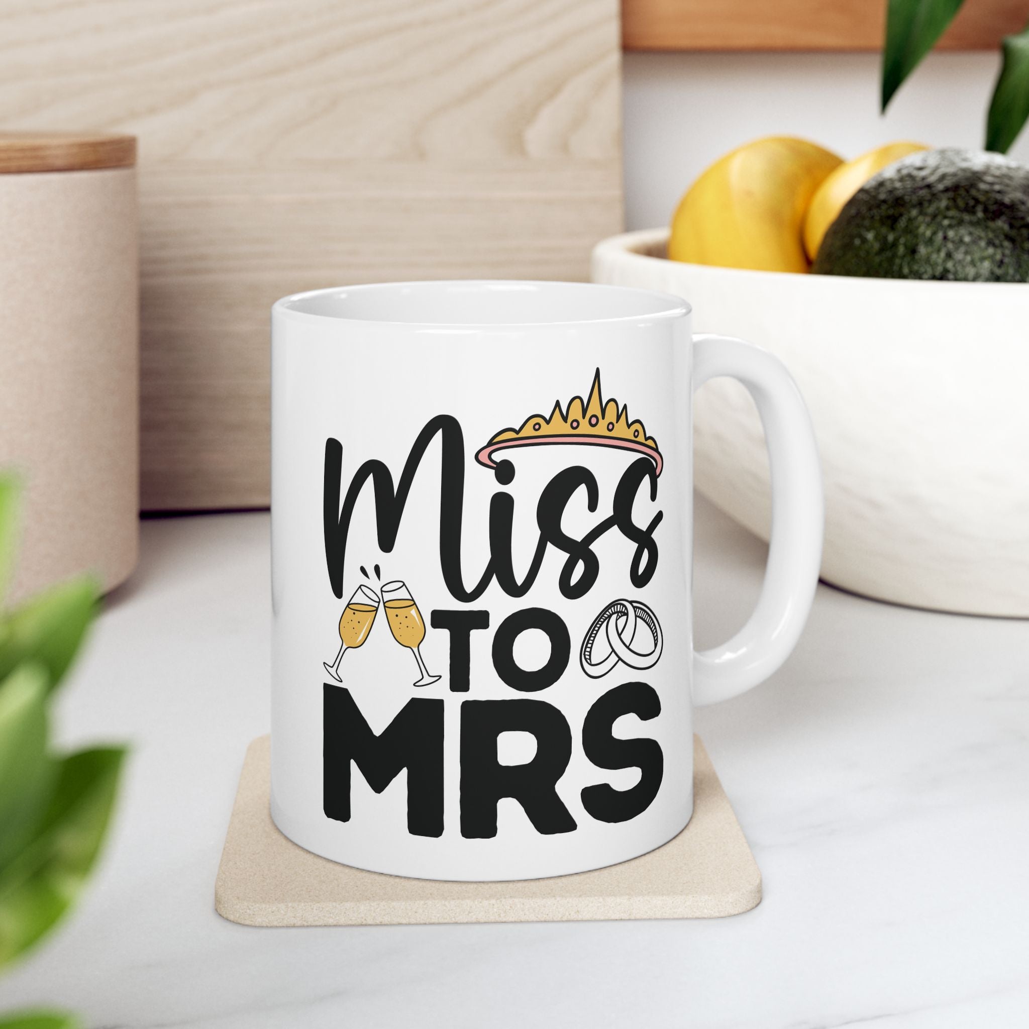 Miss to Mrs mug side view showing handle