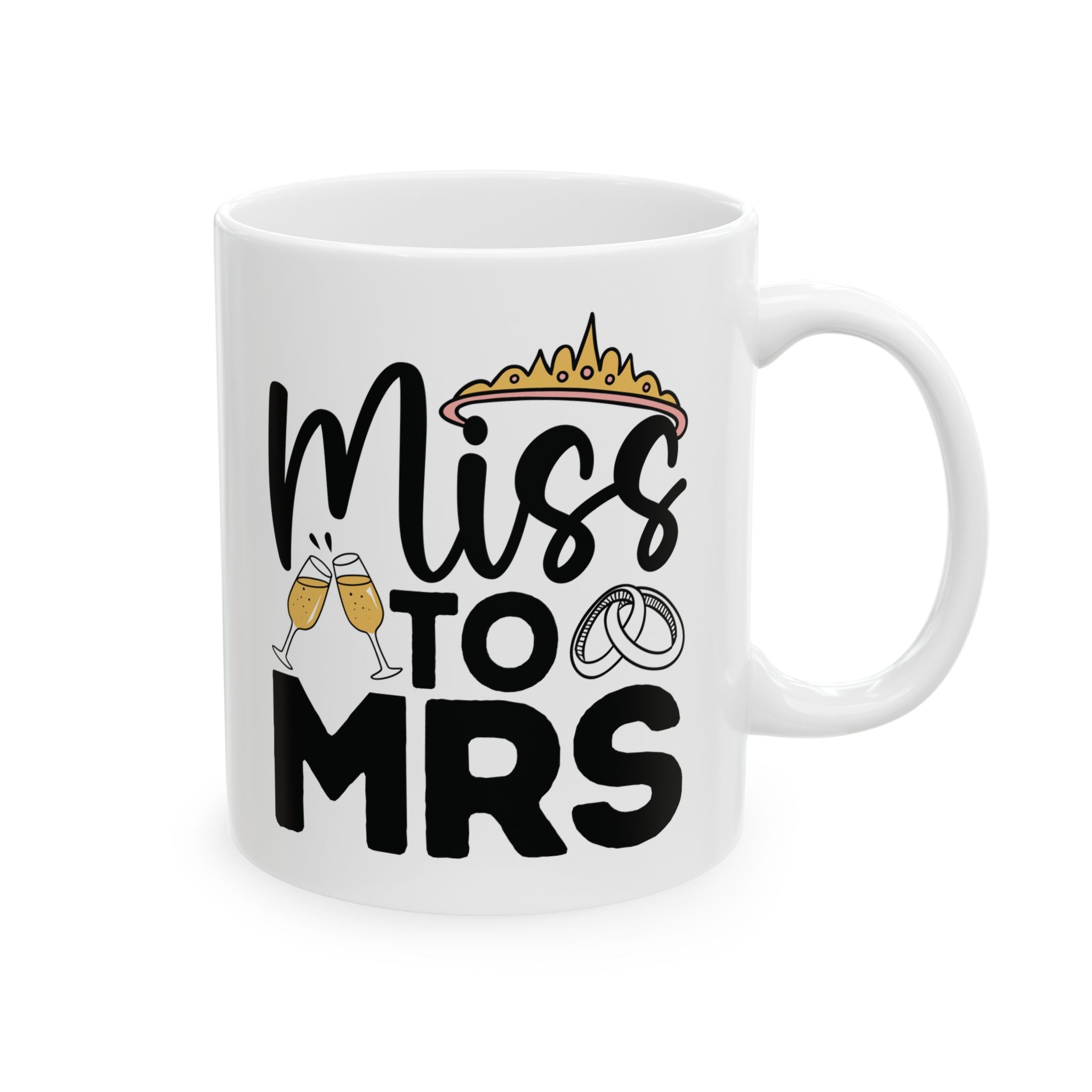Miss to Mrs engagement mug with custom name, main view
