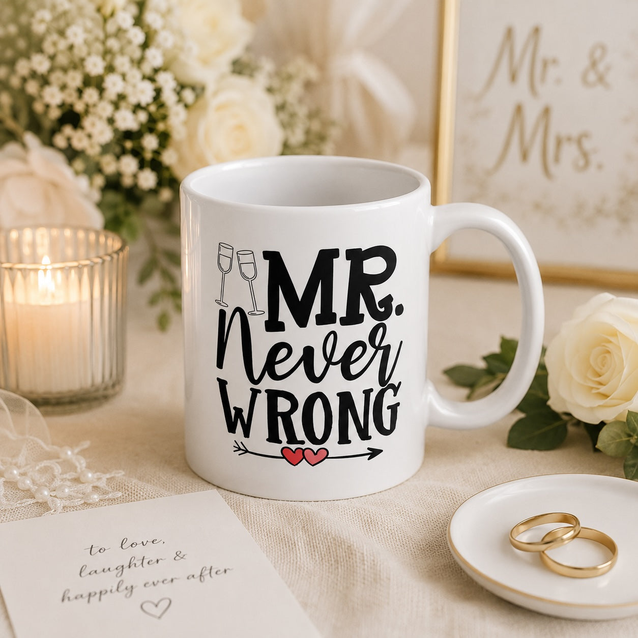 Mr Never Wrong mug shown from a different angle
