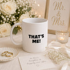 Mr Never Wrong mug styled in a home setting