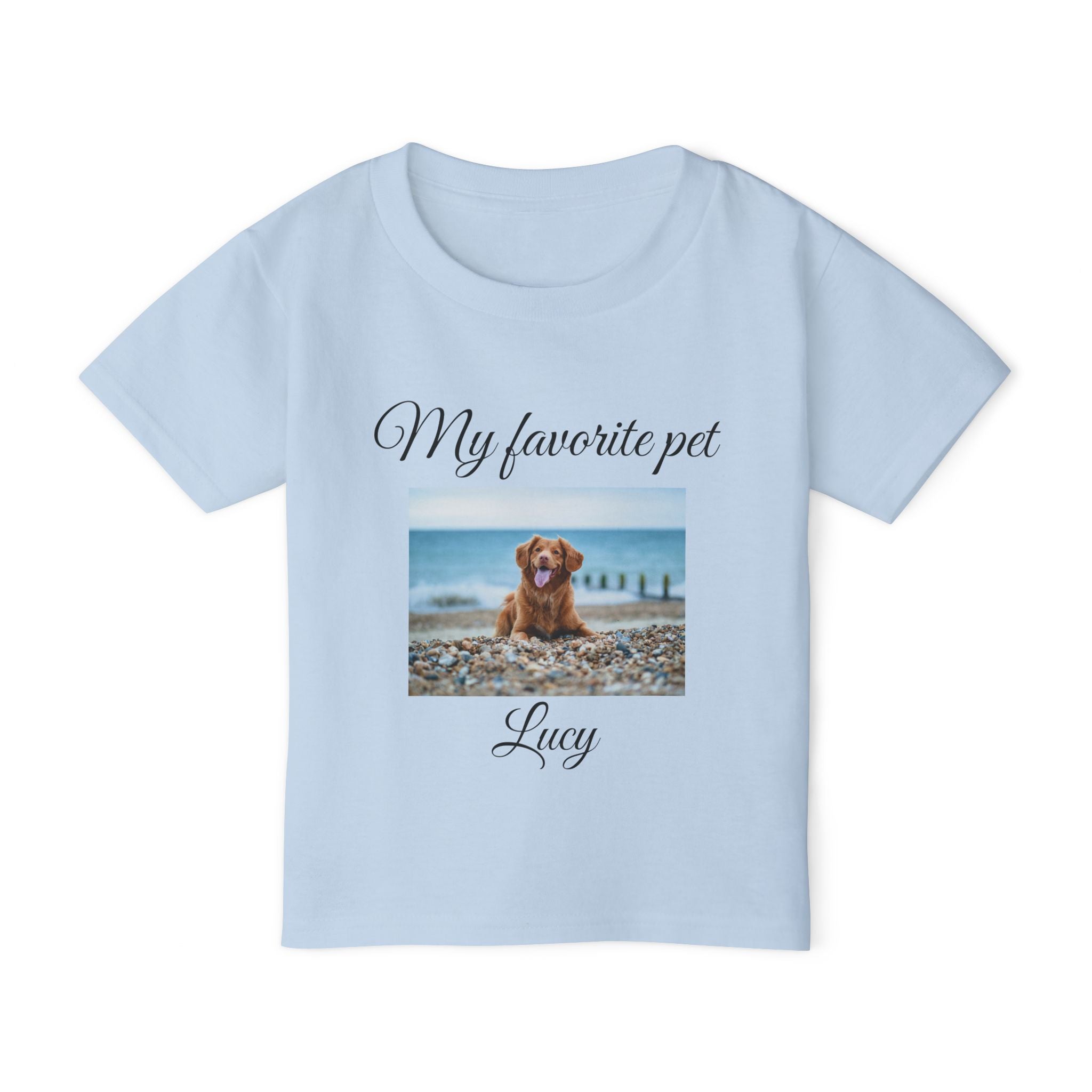 My Favorite Pet photo toddler tee - light blue colour with custom pet name
