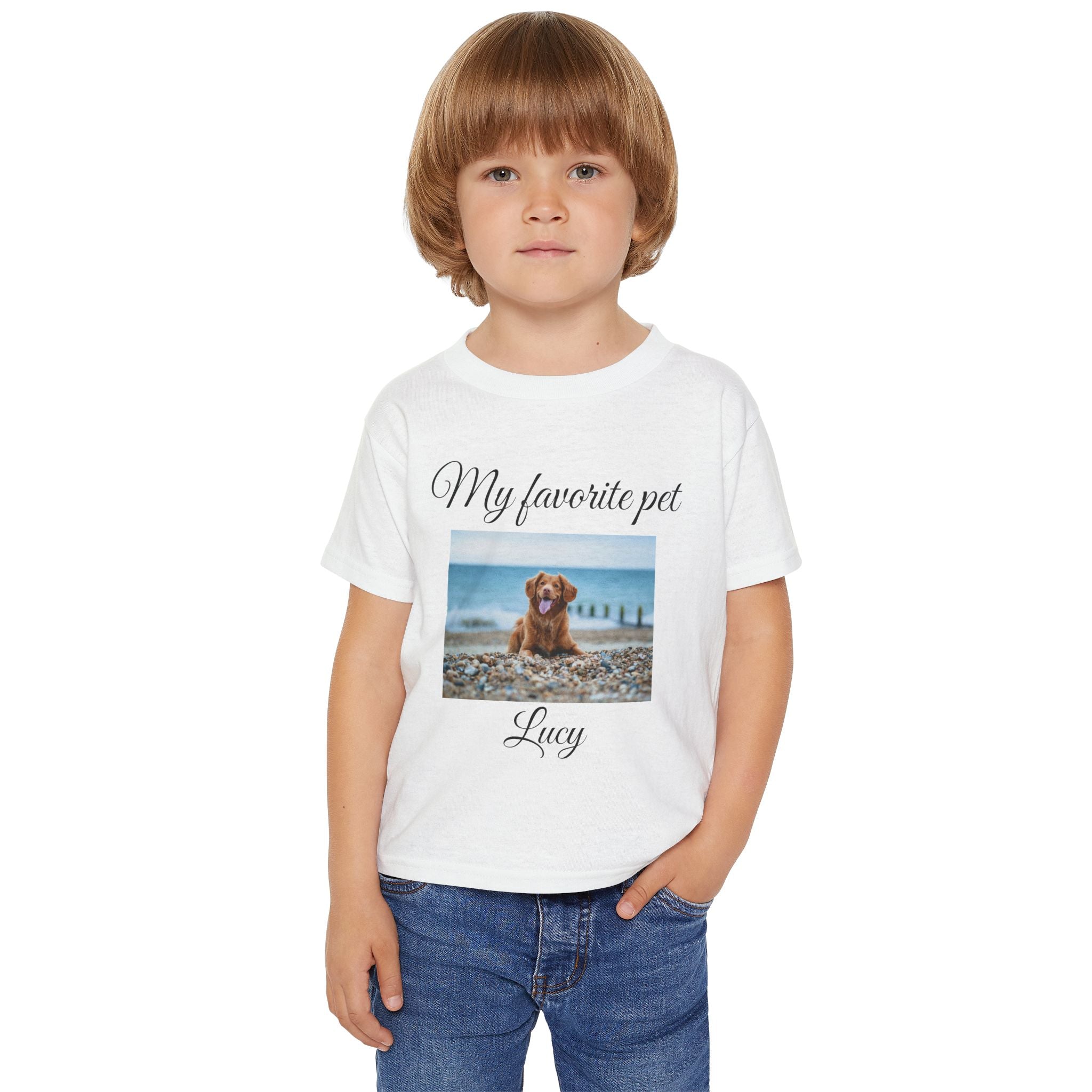 Personalised My Favorite Pet photo toddler tee size chart 2T-6T