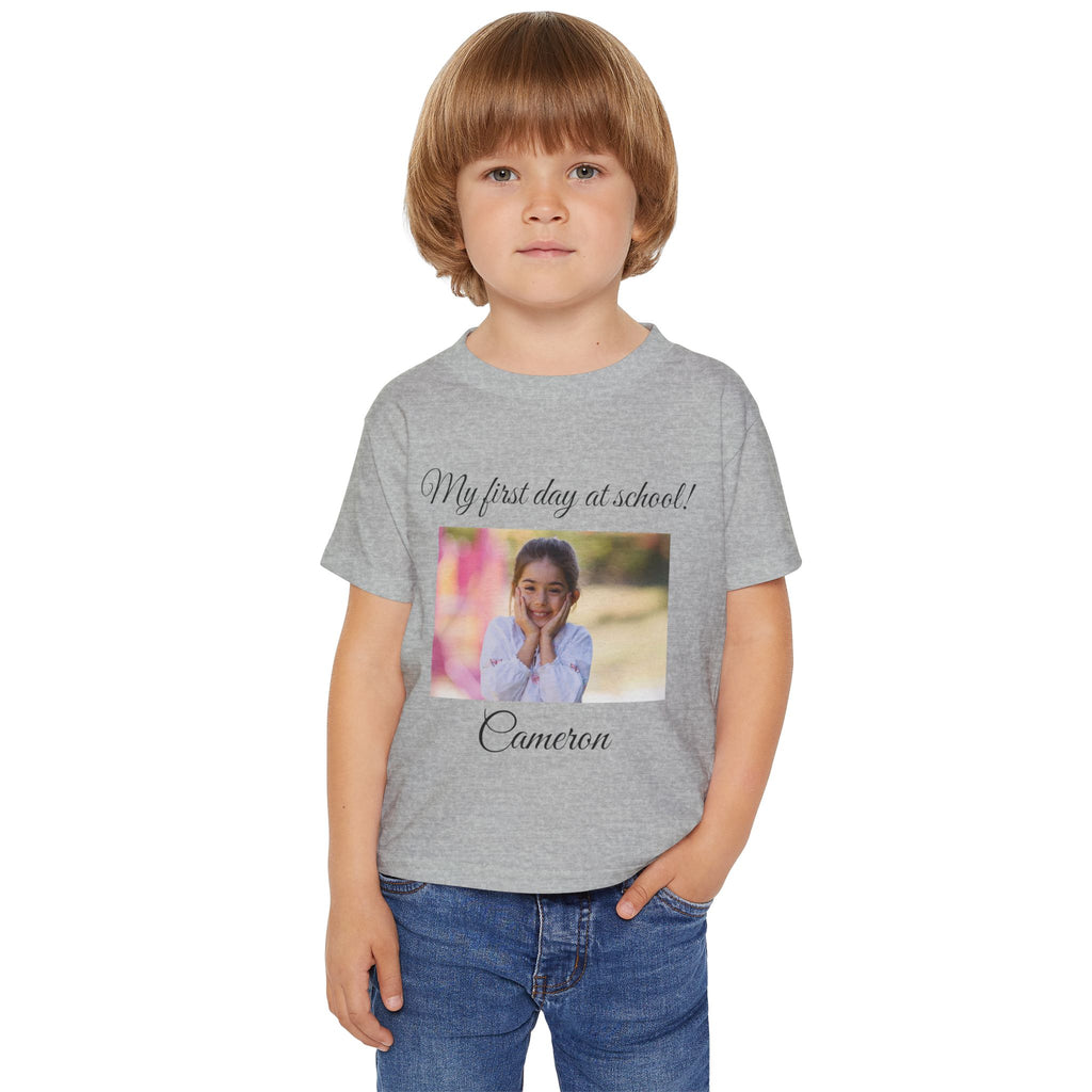 My First Day at School toddler tee - light pink back view