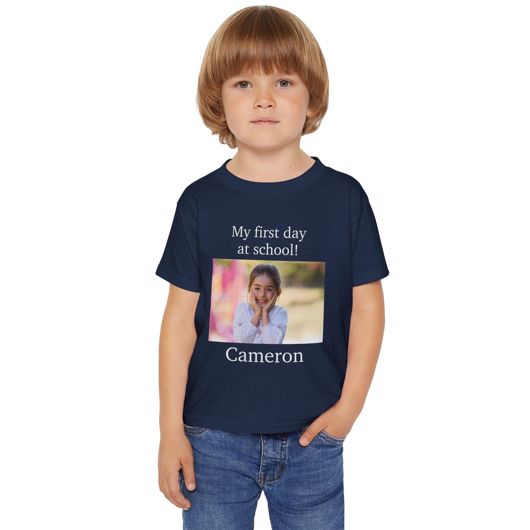 My First Day at School toddler tee - navy back view