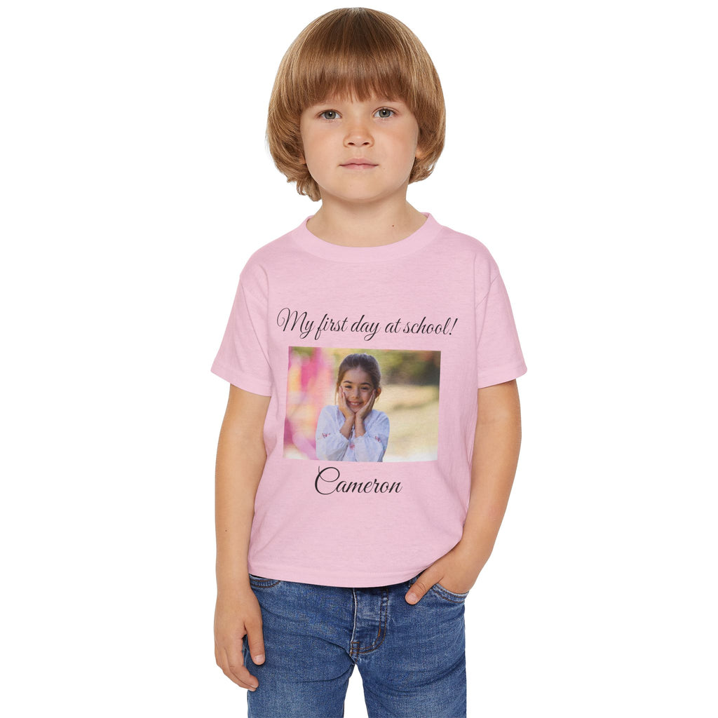 Personalised My First Day at School photo toddler tee size chart 2T-6T