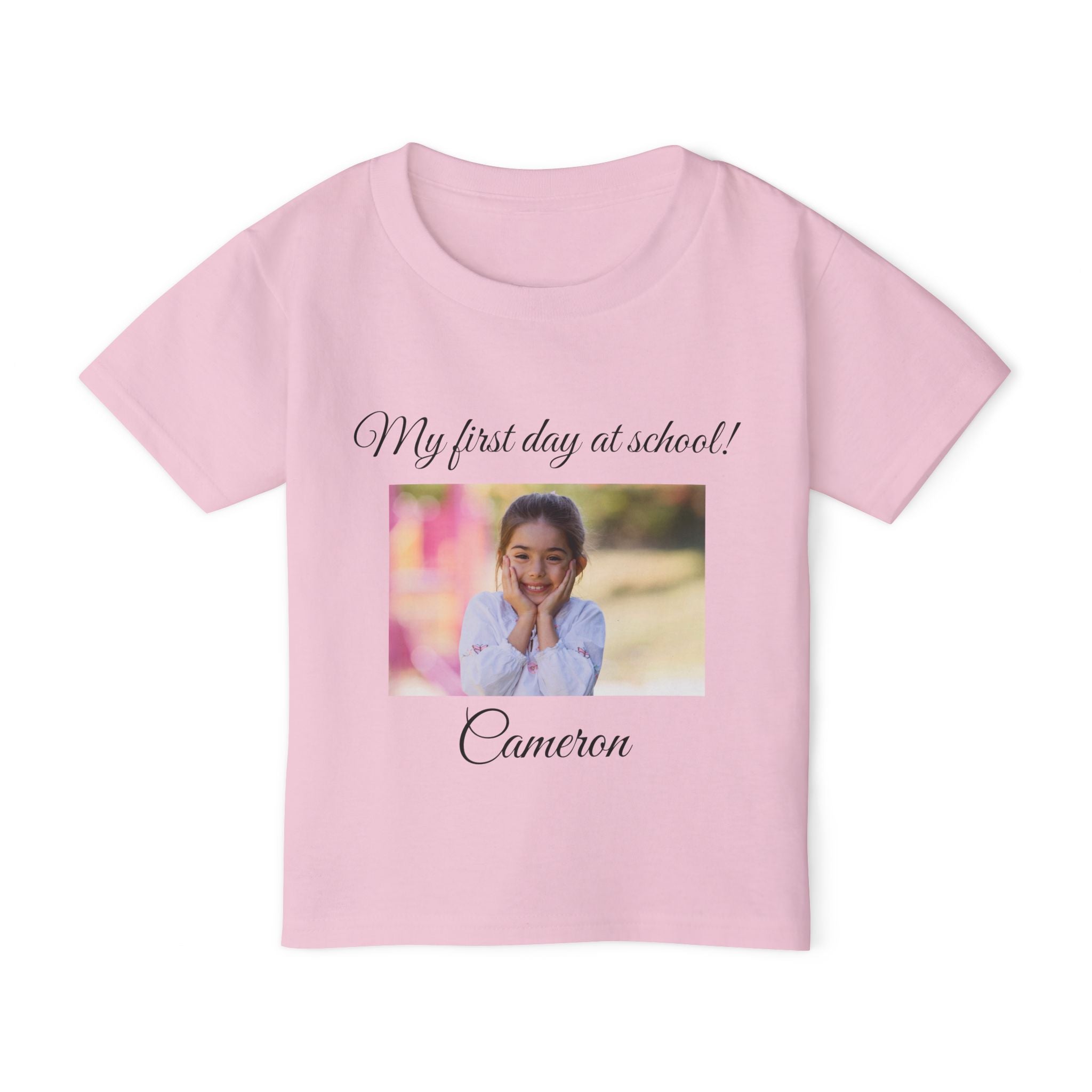 My First Day at School photo toddler tee - sport grey colour with custom name