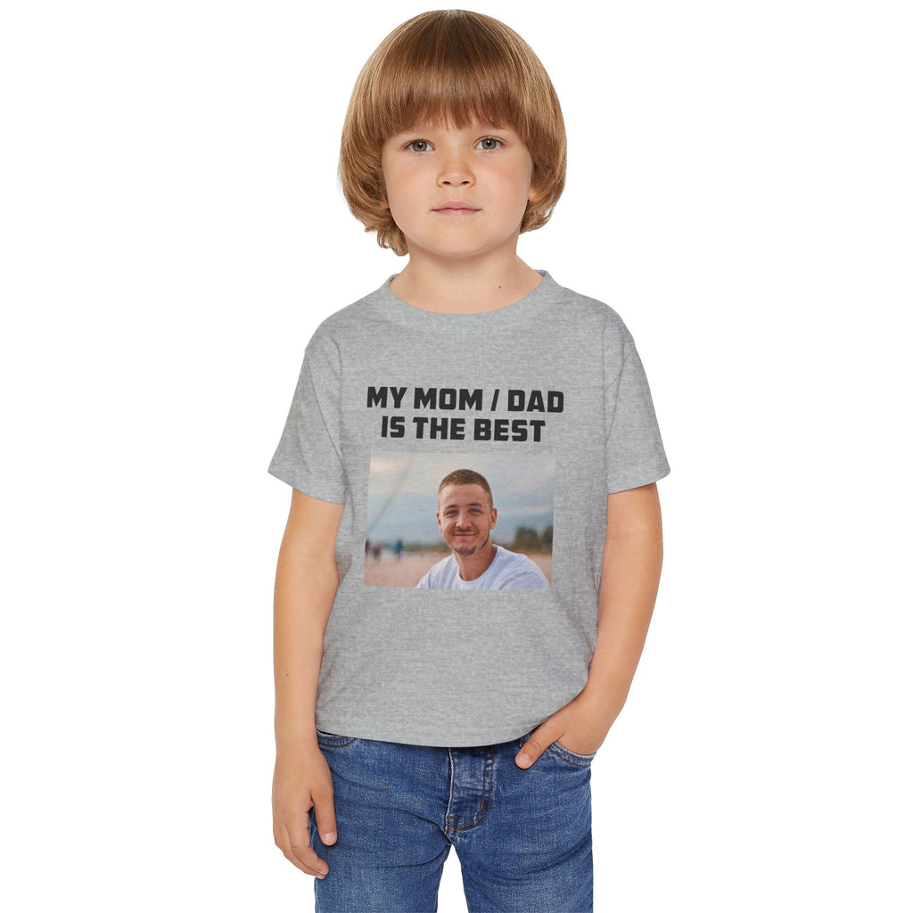 My Mom Dad is the Best toddler tee - light blue back view