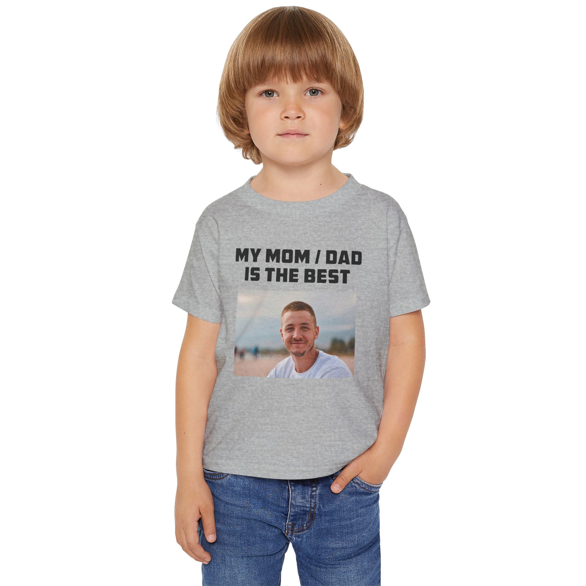 My Mom Dad is the Best toddler tee - light blue back view