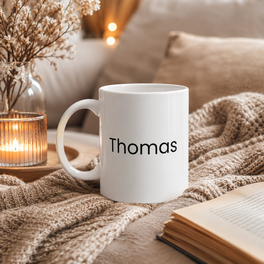 Funny Coffee Mug – Custom Name "Coffee Goes in Sarcasm Goes Out" Mug