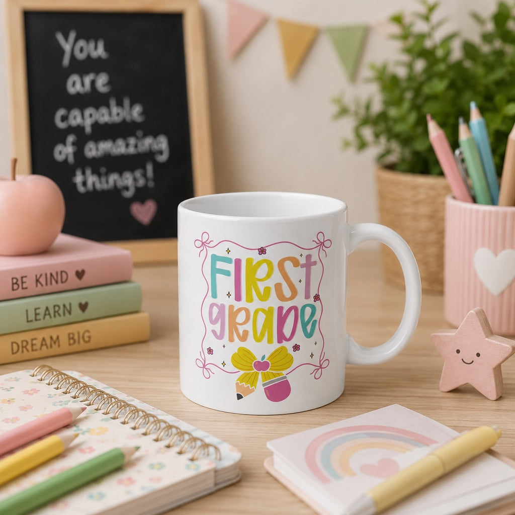 Personalised First Grade Mug – Custom Name Back to School Coffee Mug