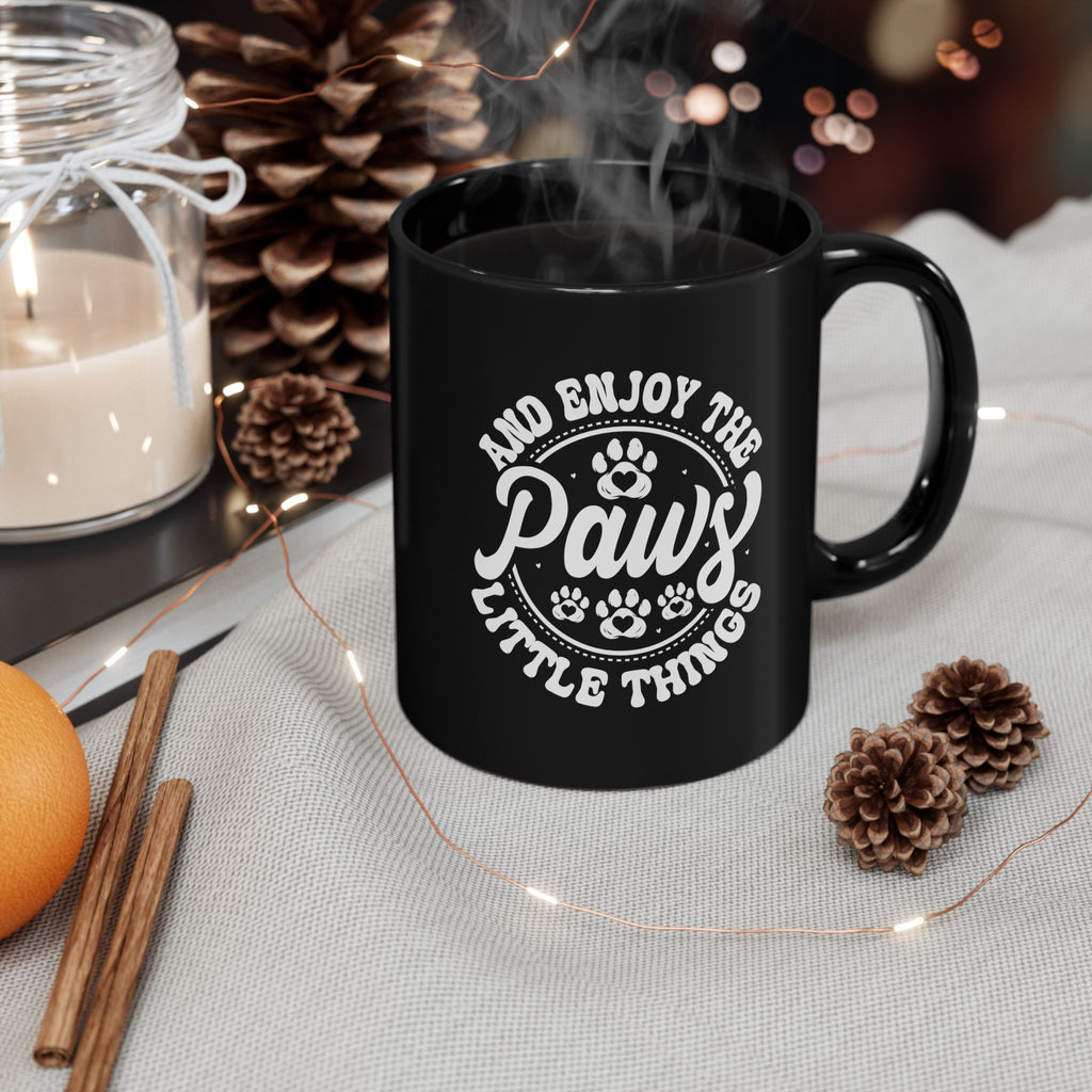 Paws Little Things custom name black mug - lifestyle photo