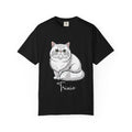 Personalised Persian cat T-shirt with custom name - white fluffy cat illustration front view