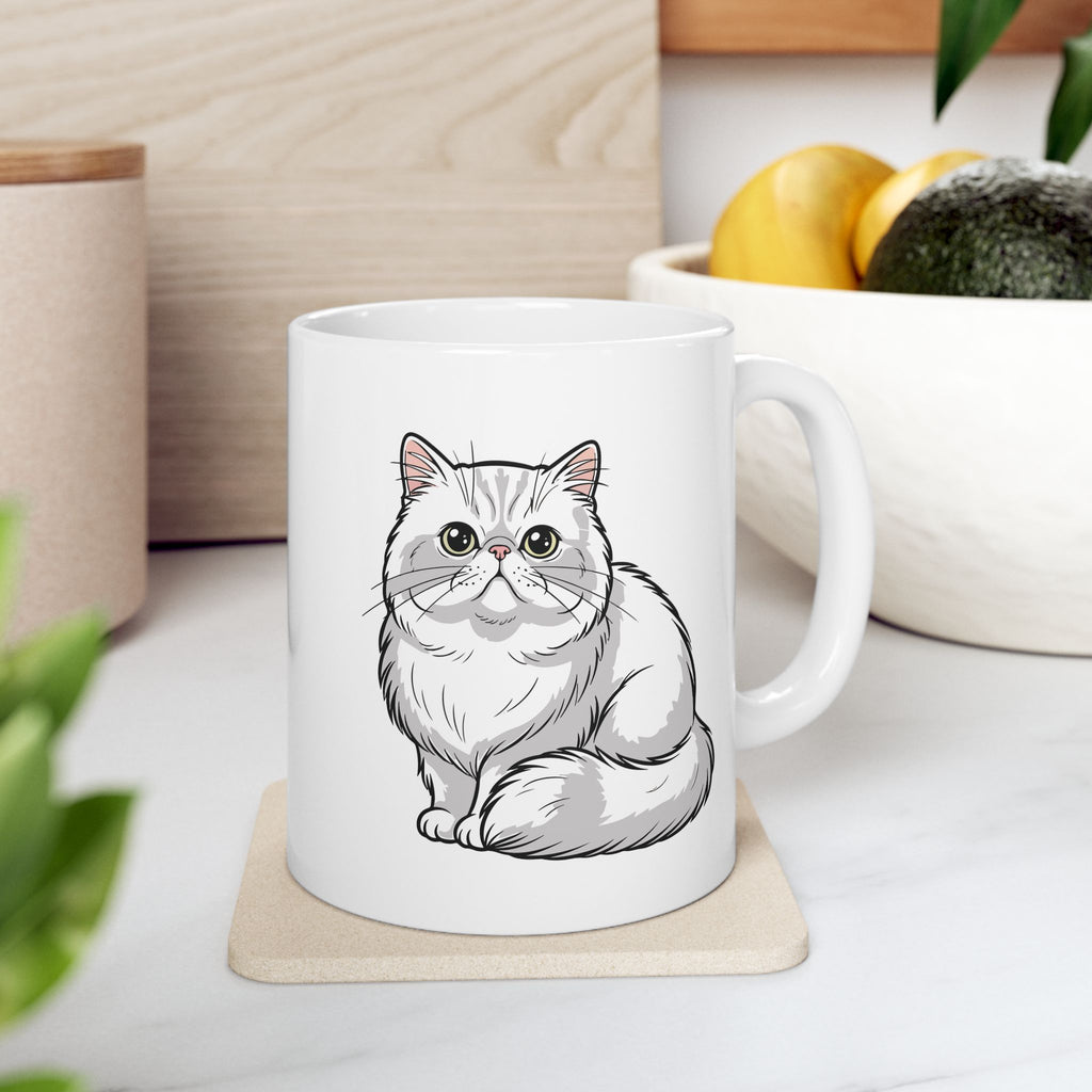 Persian cat custom name mug held in hand - lifestyle photo