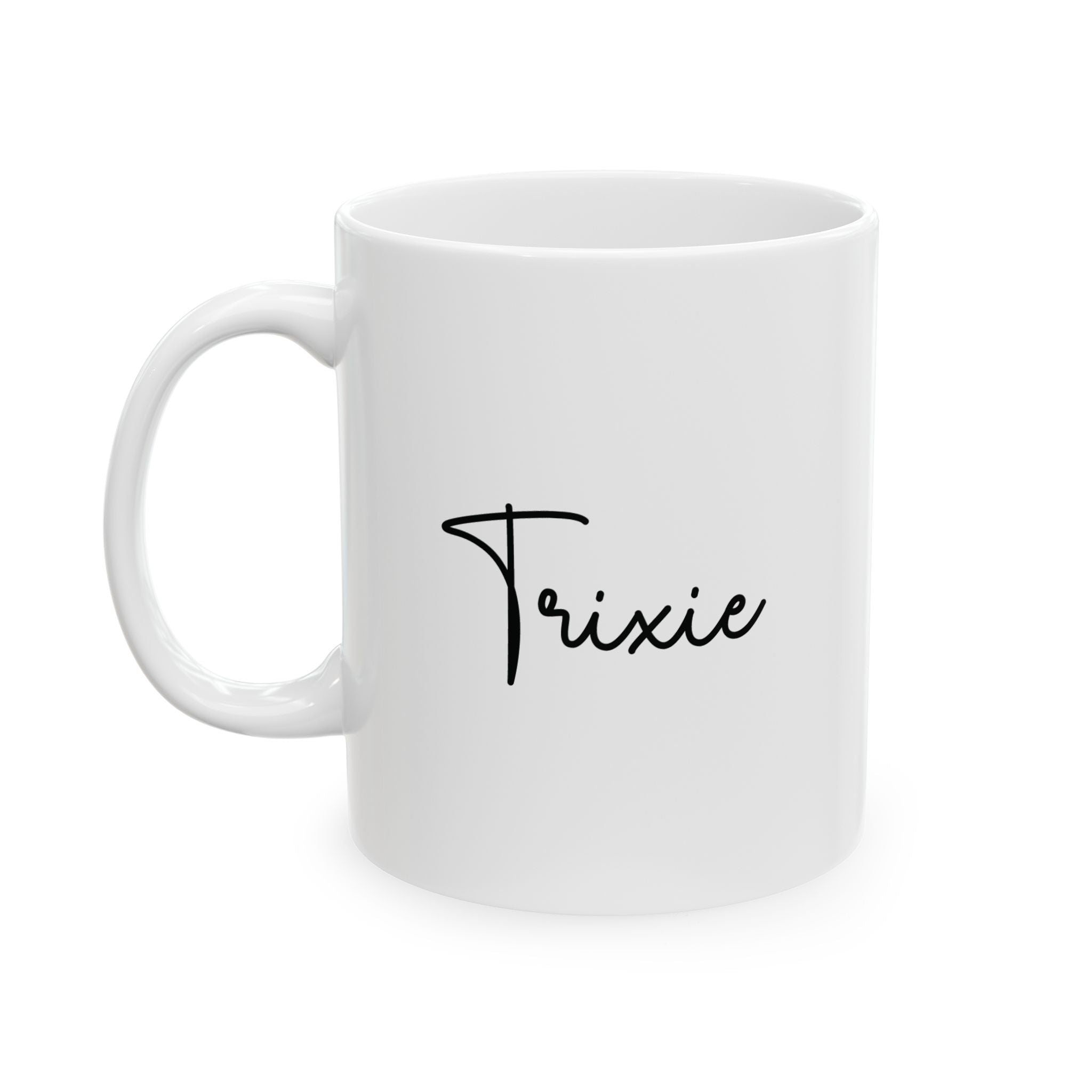 Persian cat custom name mug - name side view