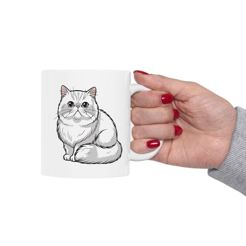Personalised Persian cat 11oz white mug size reference