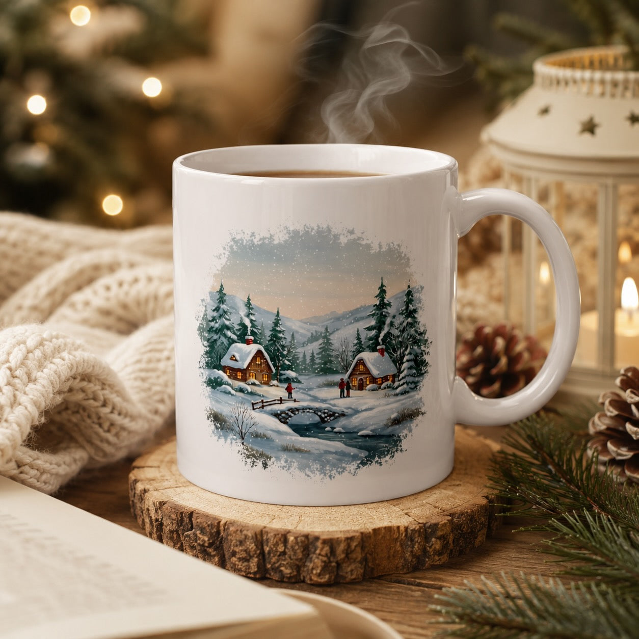Personalised Christmas mug shown from a different angle