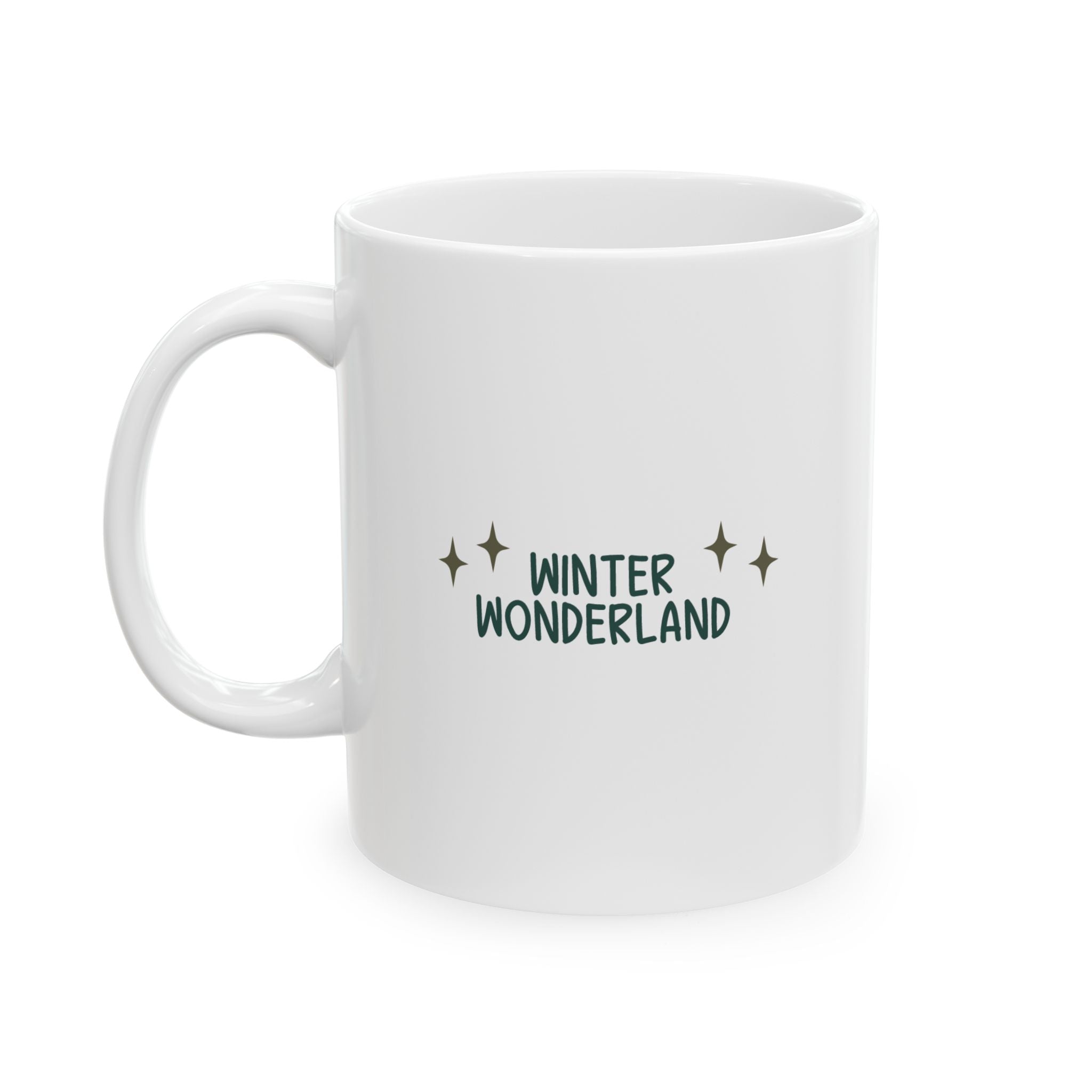 Personalised Christmas mug close-up of festive design and custom name