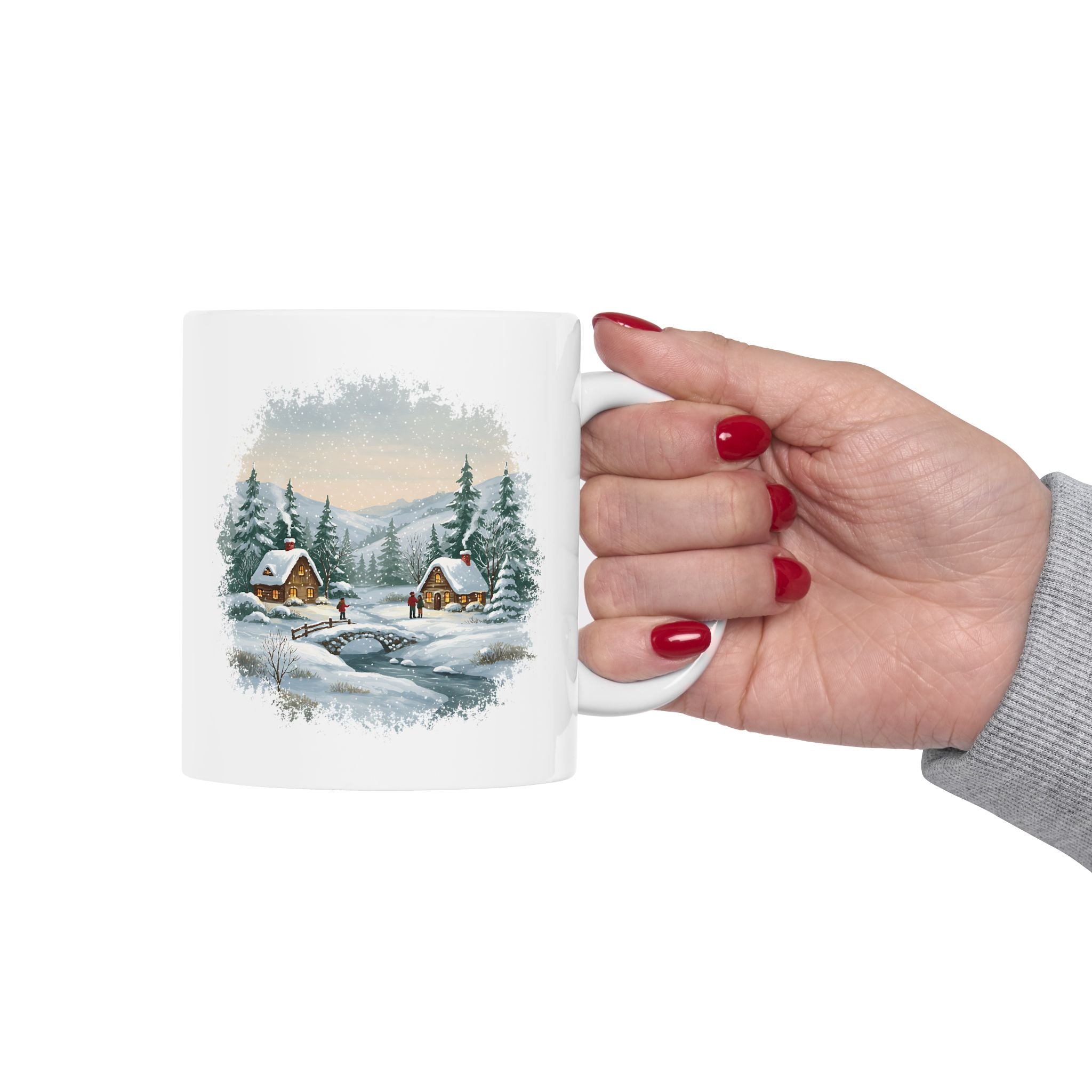 Personalised Christmas mug as a gift with holiday decor
