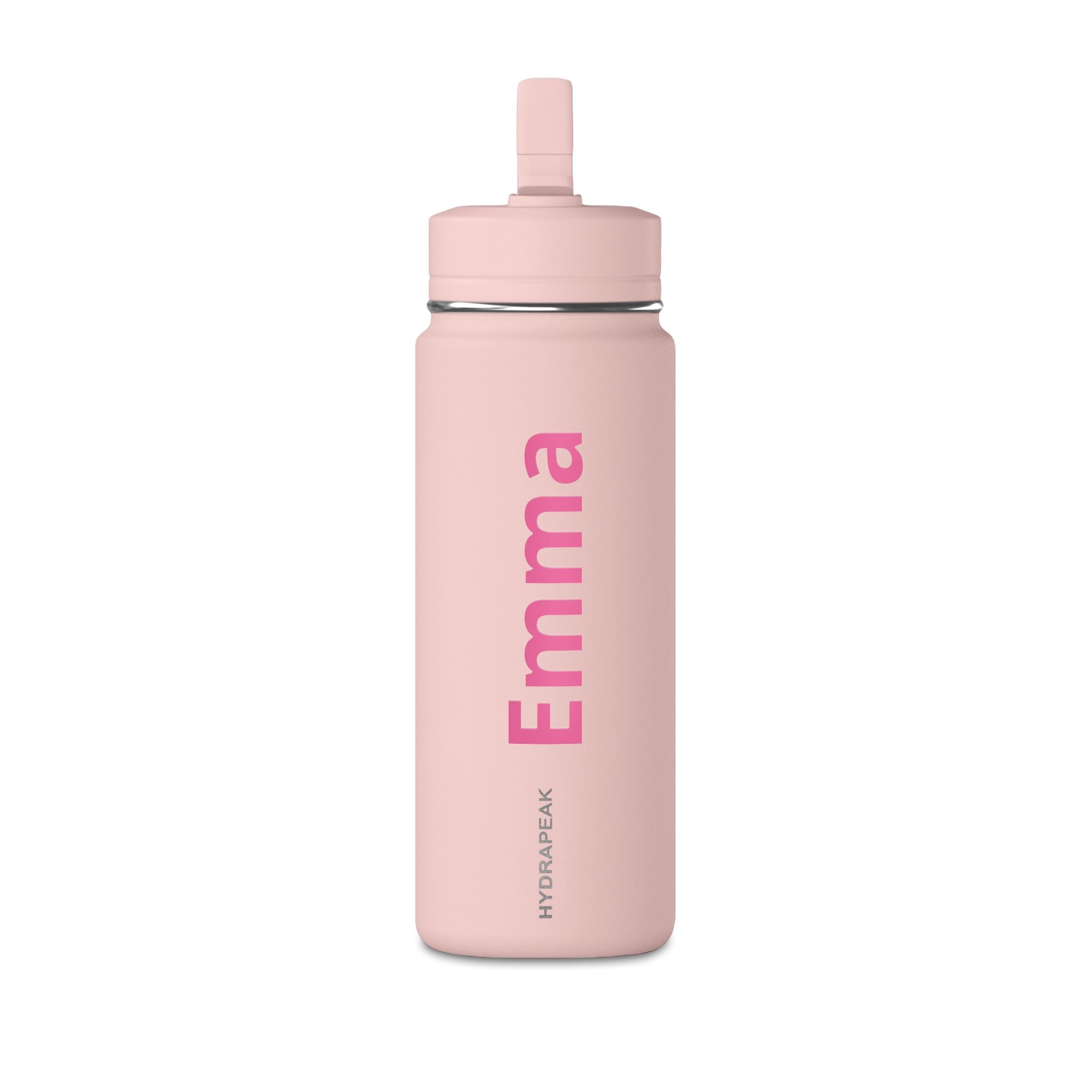 Personalised kids insulated straw bottle - blossom pink colour with custom name