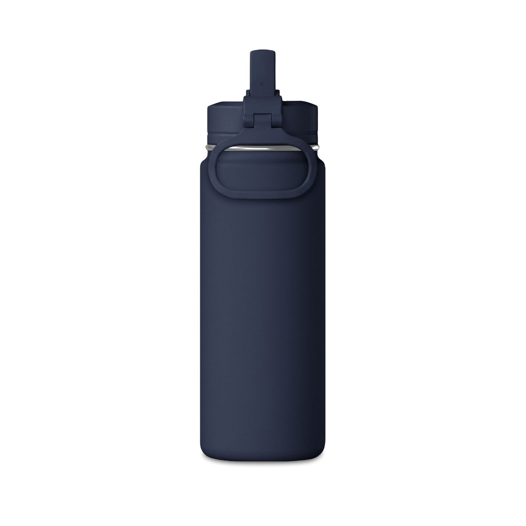 Personalised 20oz kids water bottle next to hand - size comparison