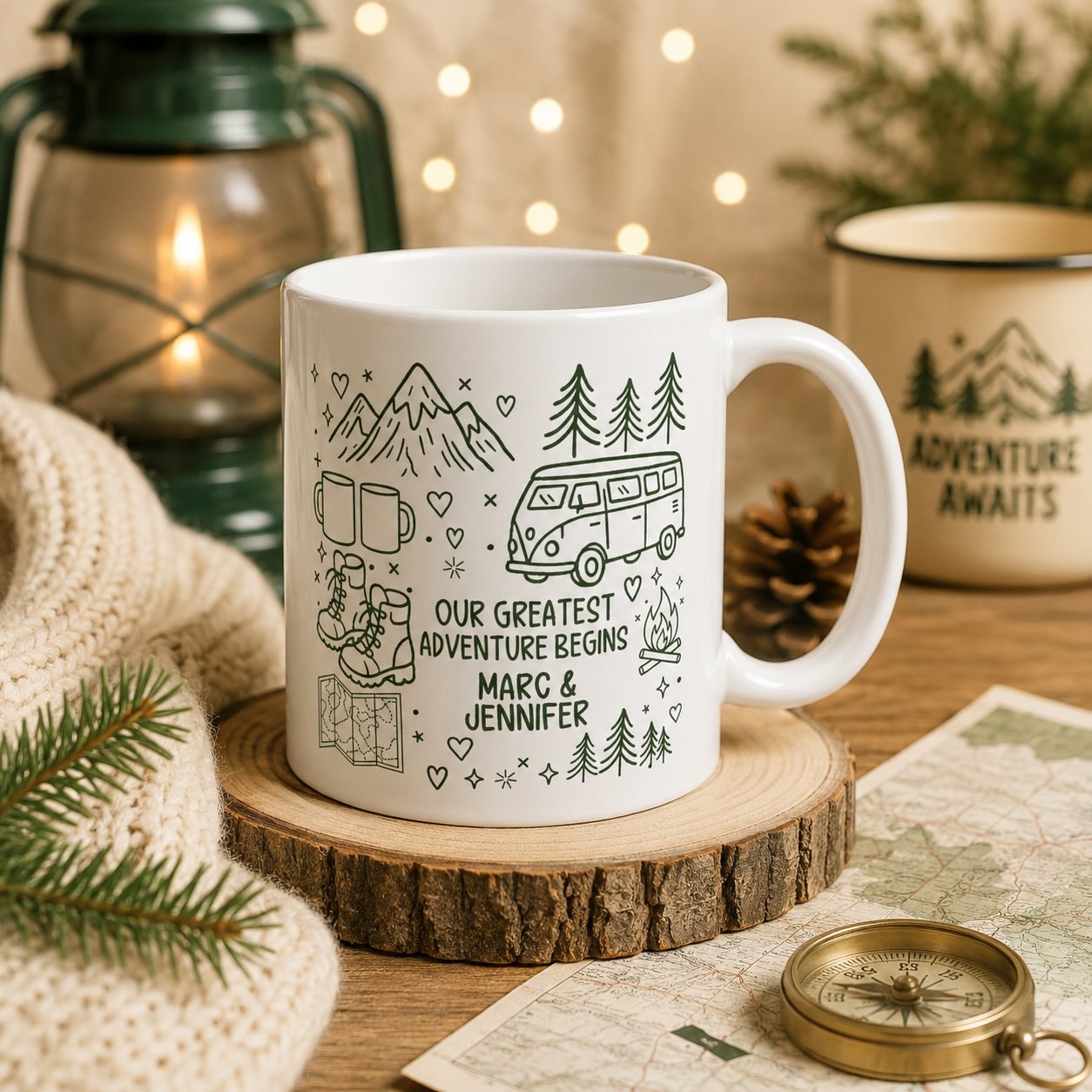 Personalised Mr and Mrs wedding mug shown from a different angle