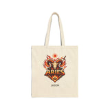 Personalized Aries zodiac tote bag with custom name "Jason" — main design