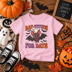 Personalized Bat-titude toddler Halloween t-shirt, folded product shot