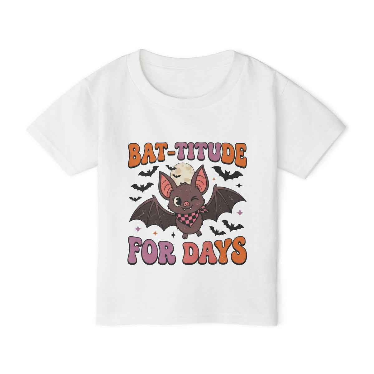 Bat-titude For Days toddler Halloween t-shirt, front flat lay