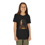 Personalized black cat Halloween kids t-shirt in black colorway