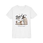 Personalized Boo-p ghost kid and ghost dog Halloween kids t-shirt, front flat lay