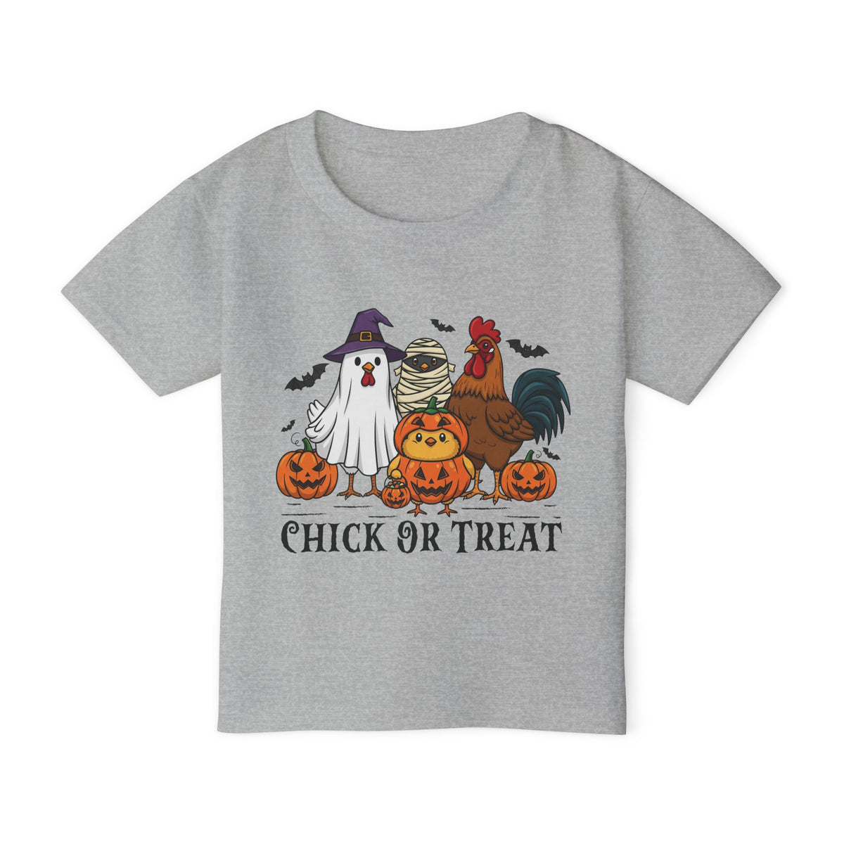Personalized Chick or Treat Halloween toddler t-shirt, back view with custom name