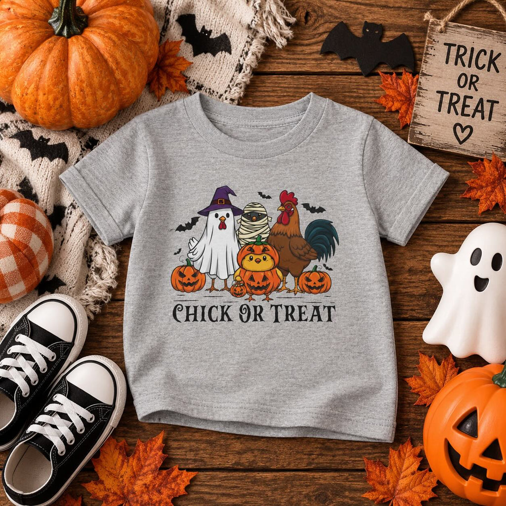 Personalized Chick or Treat Halloween toddler t-shirt size chart