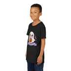 Personalized cute ghost Halloween kids t-shirt in black colorway