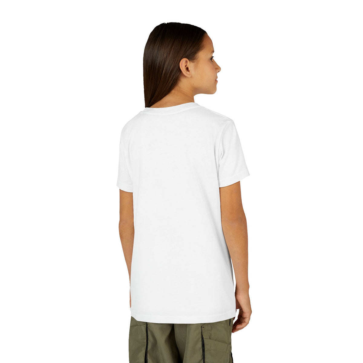 Kid wearing personalized cute ghost Halloween t-shirt at home